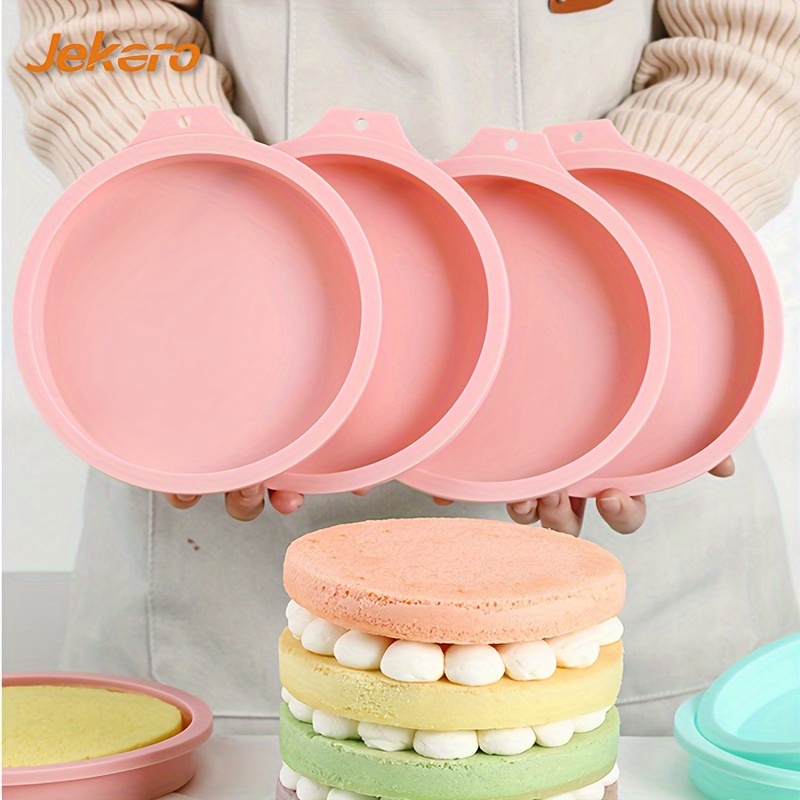 

4pcs Round Silicone Layer Cake Pan 4/6/8 Inch Round No-cut Layered Baking Pan For Oven Household, Kitchen Gadgets, Baking Tool