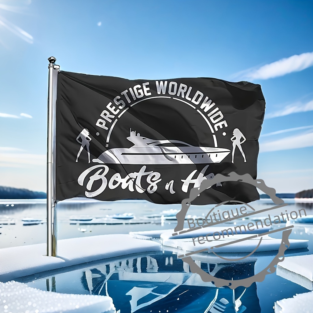 

Worldwide "boats & Hos" Black Polyester Flag With Yellow Grommets - Ideal For Man Caves, Dorms, Bars, Tailgates & Parties