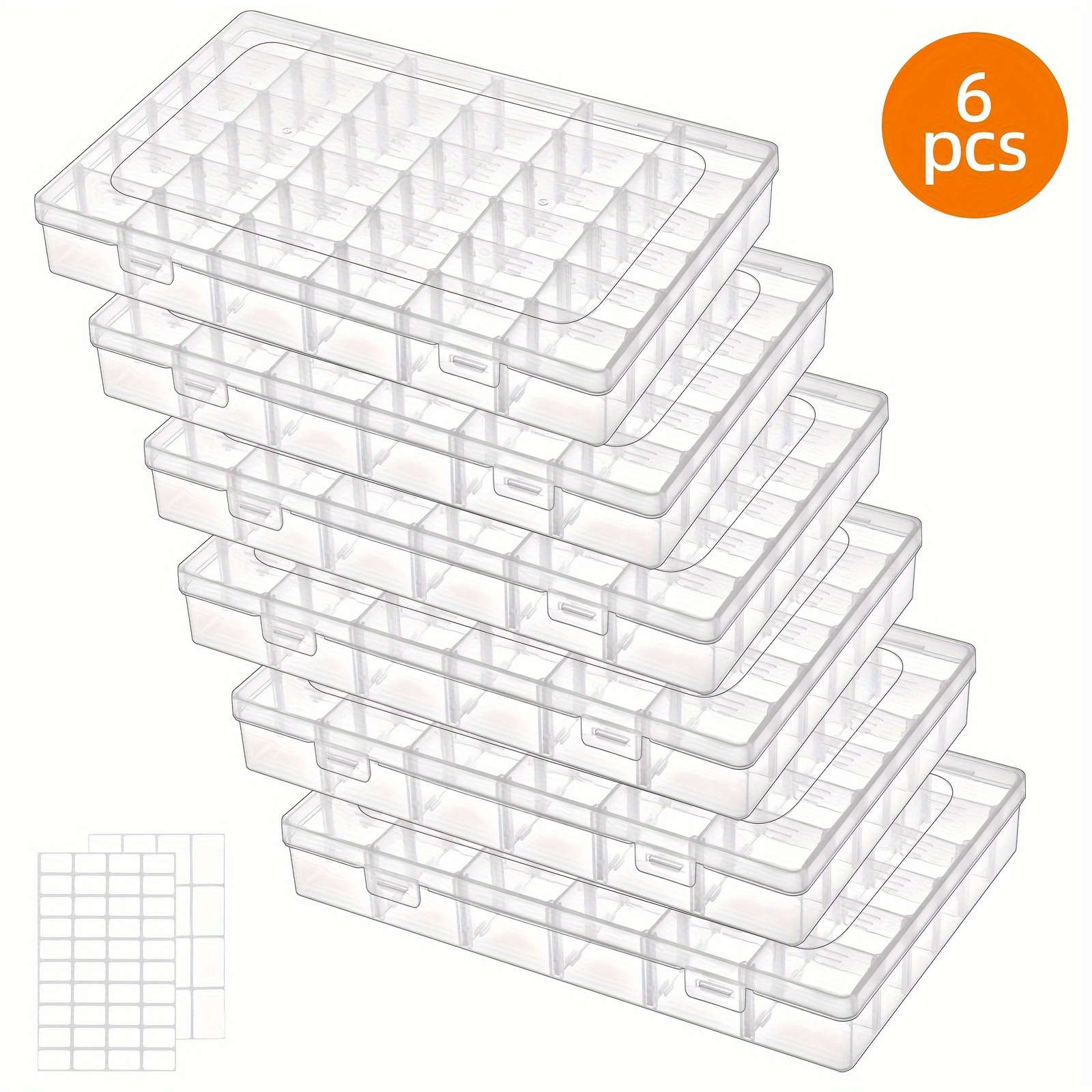 

Superlele 6pcs 36 Grids Clear Plastic Organizer Storage Box Container, Craft Storage With Adjustable Dividers For Beads, Art Diy, Crafts, Jewelry, Fishing Tackle Stickers, Removable Dividers, And Use