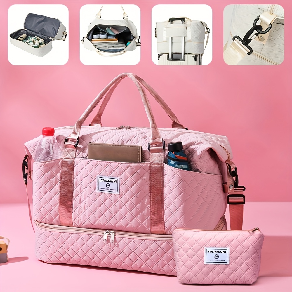 

Large Capacity Travel Fitness Bag Women's Bag Combination Letter Bag Valentine's Day Gift Multifunctional Luggage Bag Stitched Short And Long Distance Travel Handbag Independent Shoe Storage Multi-