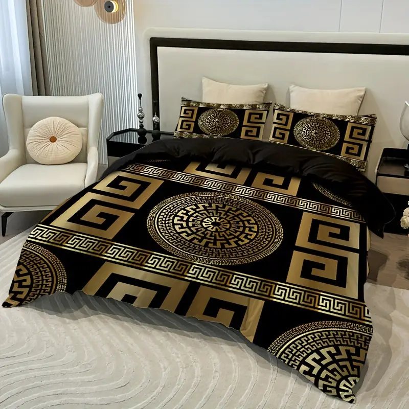3pcs round quilt piece down quilt two pillowcases quilt cover pillow does not pillow polyester fabric polyester comfortable breathable fabric suitable for living room and bedroom washed by machine details 1