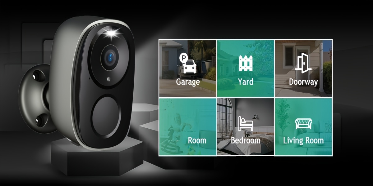 4 Pack black Security Cameras Wireless Outdoor/Indoor, 2MP Battery Powered 2.4Ghz WiFi Camera for Home Security with, SD/ Free Cloud Storage, AI Motion Detection, Color Night Vision, 2-Way Audio