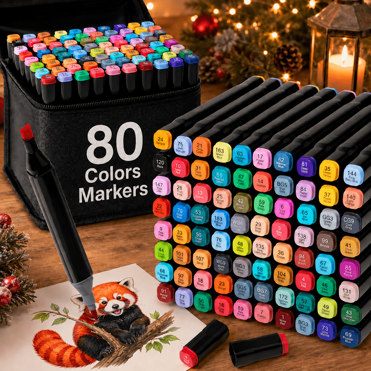 TEMU Professional For Art Use Alcohol Markers, 80/100/120/168 Colors Dual Tip Markers And Tips, Quick-dry Permanent Ink, Blending For Art Pens For