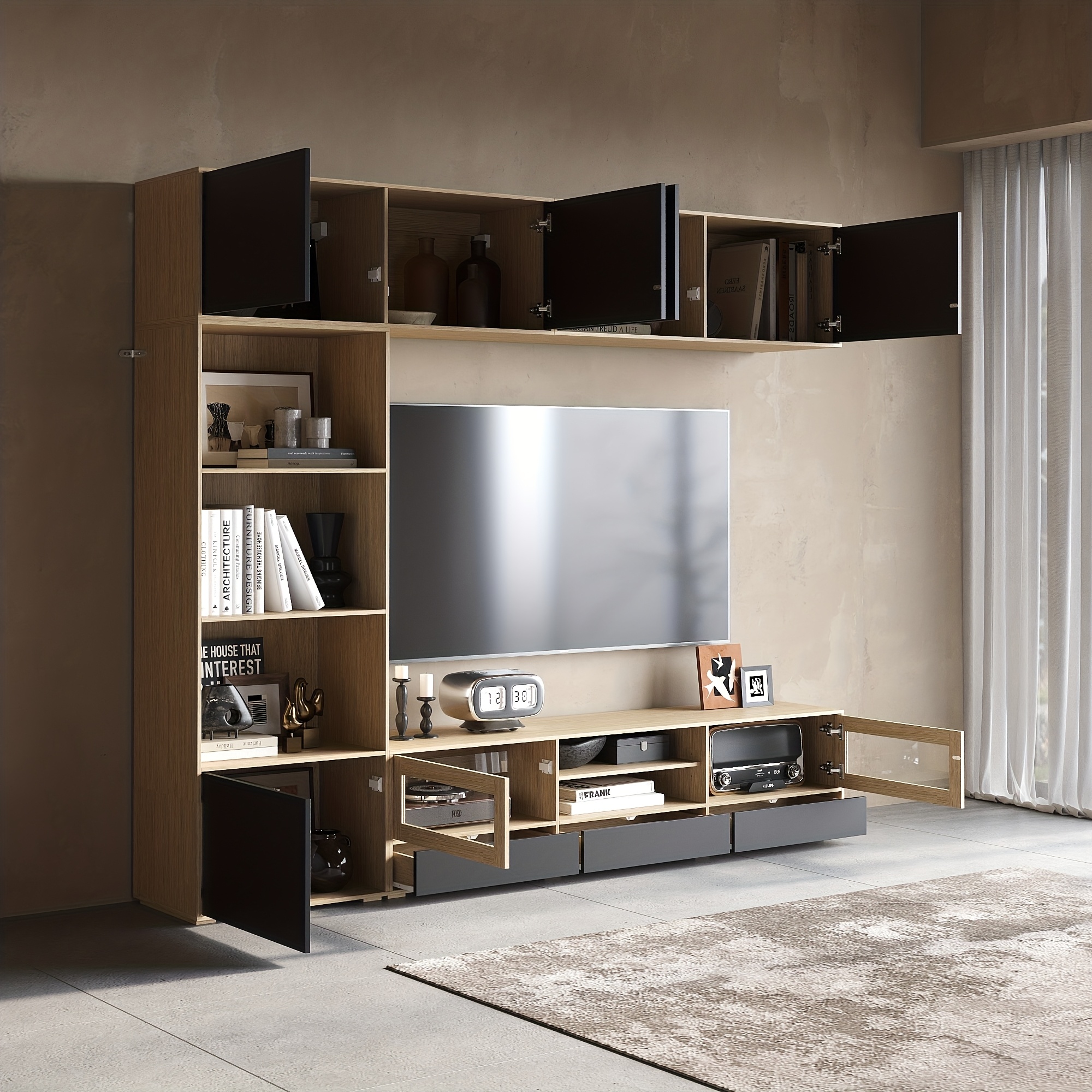 All-in-One Modern Media Wall Unit | TV Stand & Storage | FUFU&GAGA