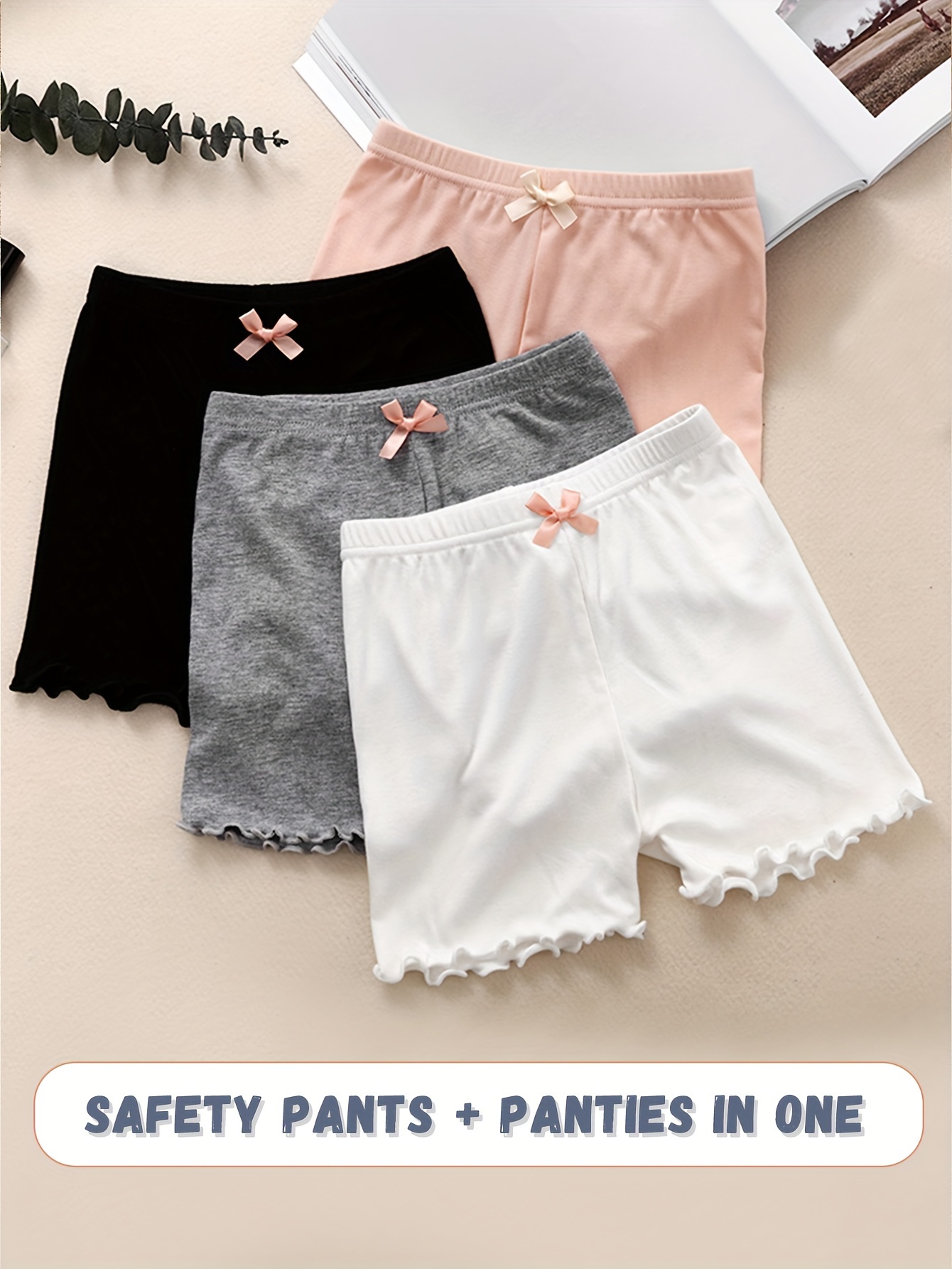 Girls Underwear Kids Toddler Cute Cartoon Letter Shorts Cotton Briefs 4Pcs  Panties Purple L