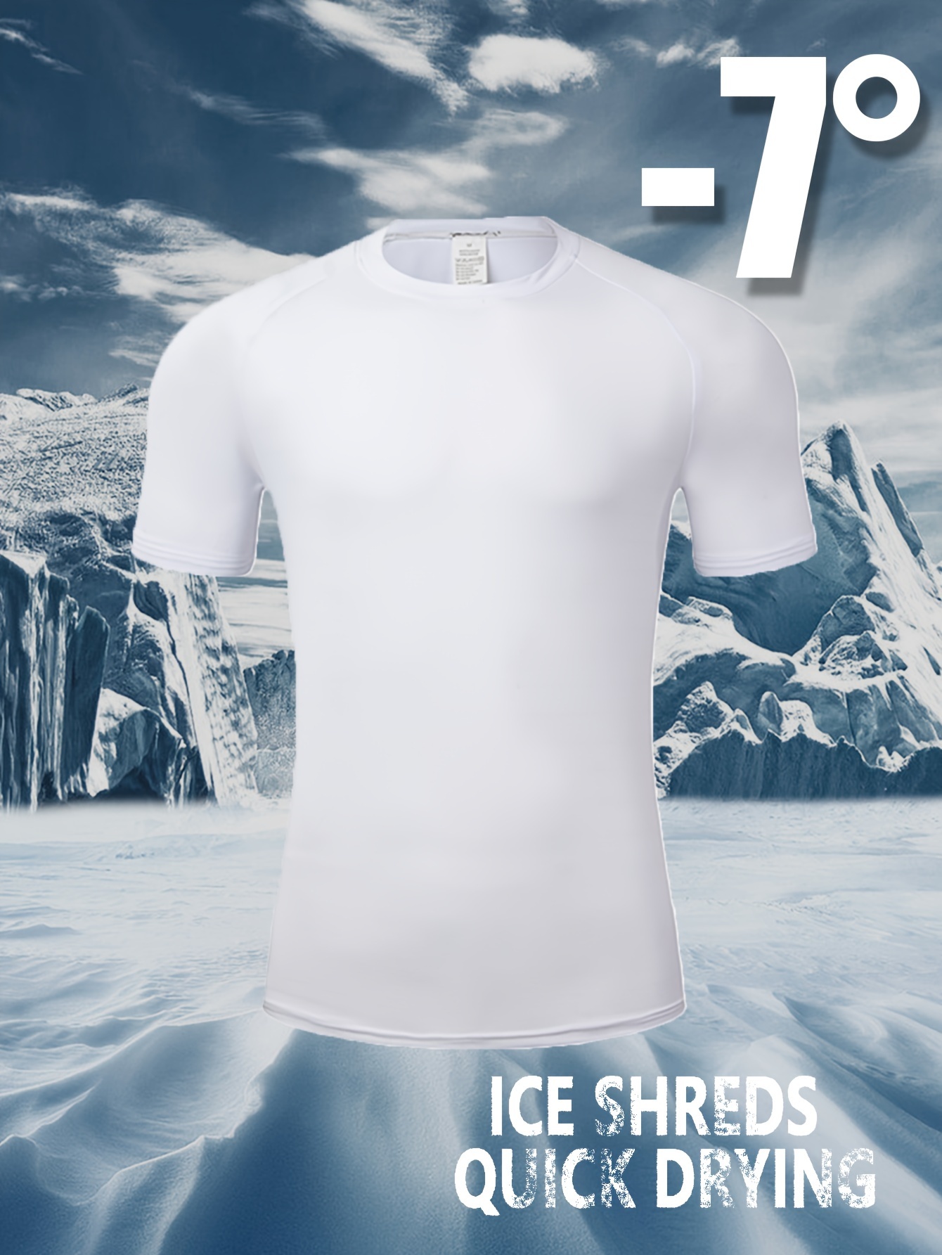 1pc Men'S 7? Ice Sliky Fiber Fabric T-Shirt - High Elasticity Quick-Dry Breathable Moisture-Wicking Fabric, Ice Shrink Quick-Dry Technology for Sports & Casual Wear, Regular Fit Crew Neck, Moisturewicking Shirt, Sleek Design, Highelasticity Fabric