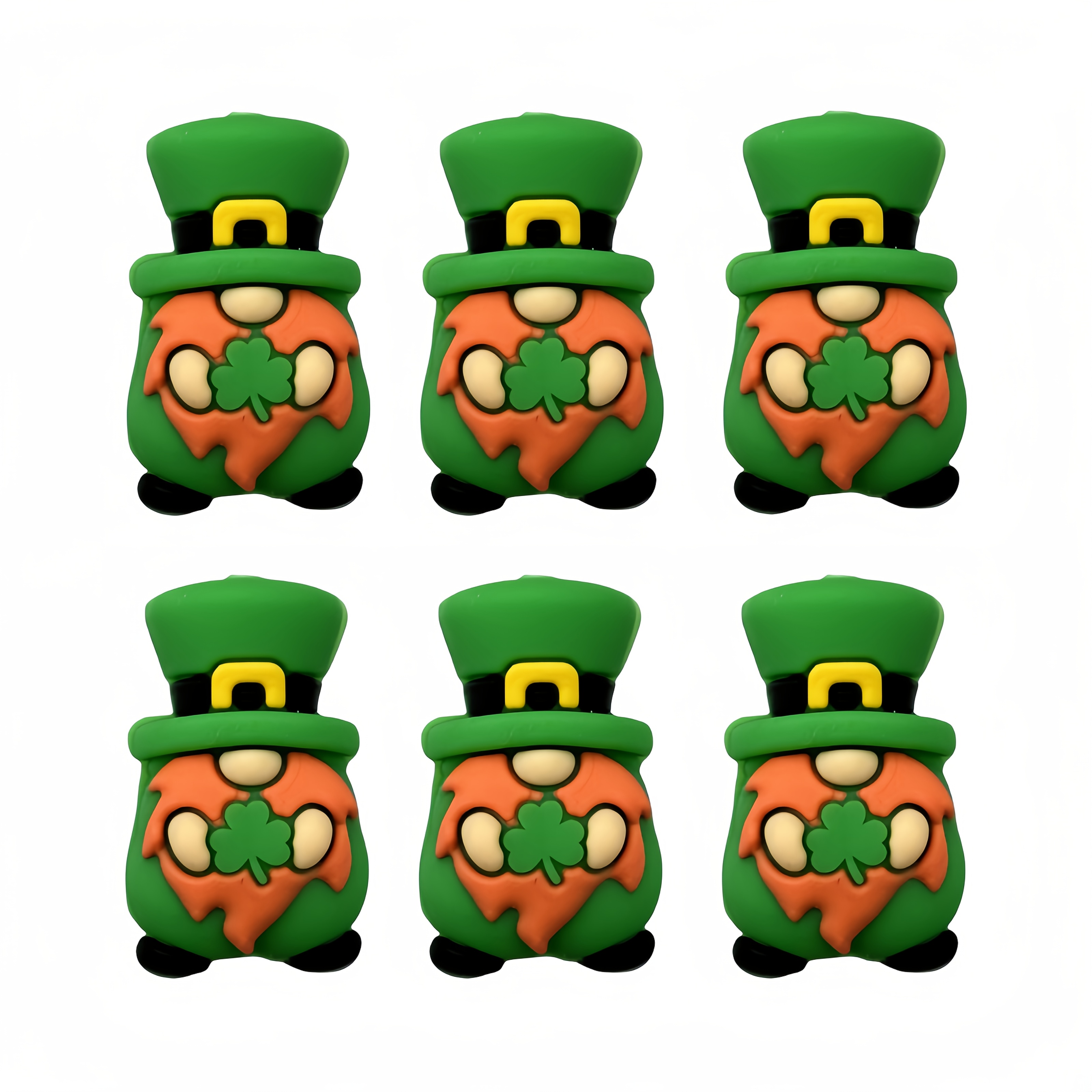 

[6pcs Diy Beads] 6pcs Silicone Beads, 3d Irish Themed Decorative Beads, For Diy Crafts, Keychains, Bracelets, Necklaces, And Accessories