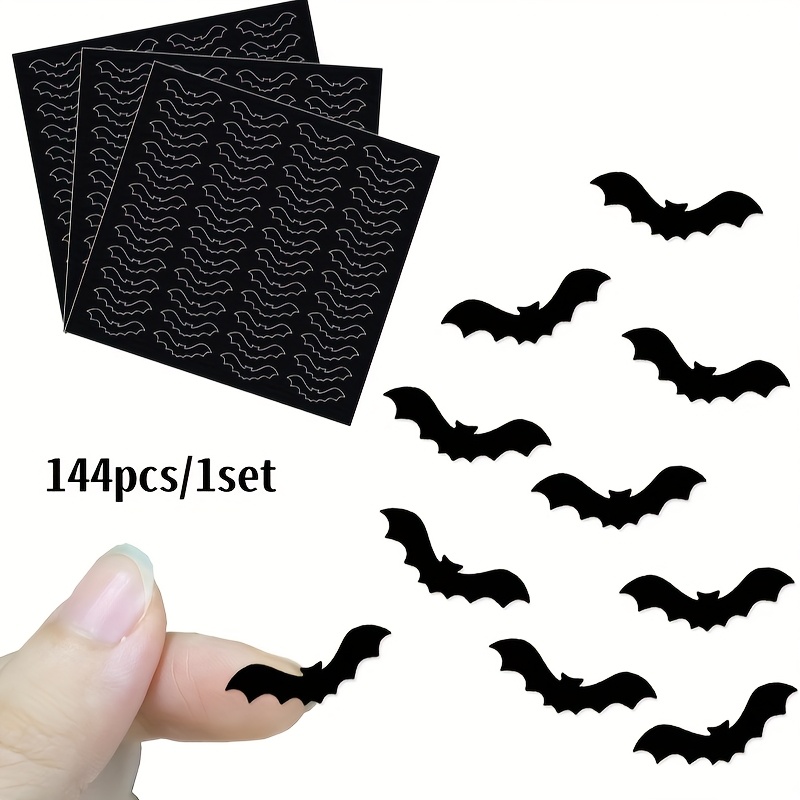 144pcs Small Bat Stickers, Holiday Party Decorations, For Party Supplies Birthday Party Favors, Stickers For Walls And Mirrors, Creative Diy Decorative Stickers