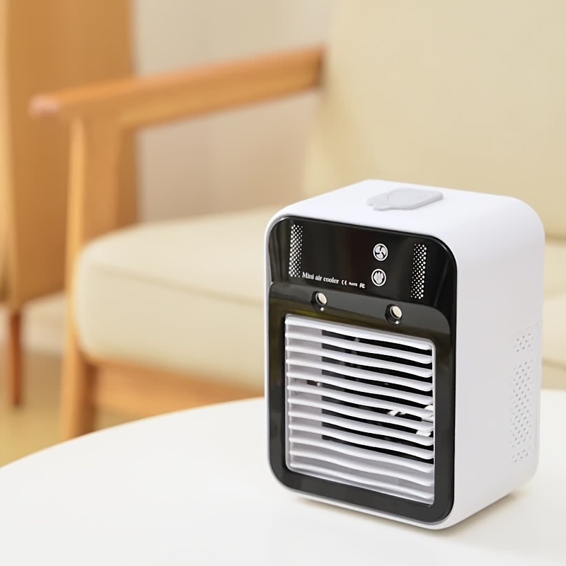 TEMU Upgraded Portable Personal Mini Air Cooler, 3000mah Rechargeable Desktop Air Conditioner Fan With Dual Nozzle Nano Large Spray, Rapid Cooling