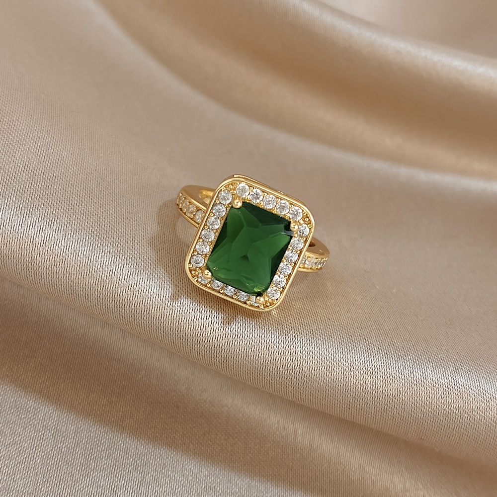Women's 18K Golden-Plated Large Synthetic Zirconia Ring