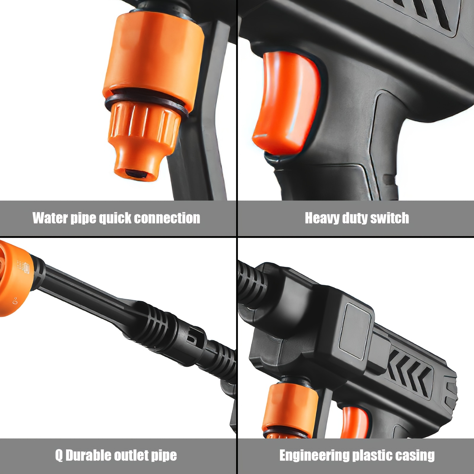 limpa-eletrodomésticos sem fio com 6- , 2 velocidades ajustáveis, bateria de lítio recarregável de 1500mah, pistola de para jardim e lavagem de , material abs, de espuma, de e acessórios detalhes 4