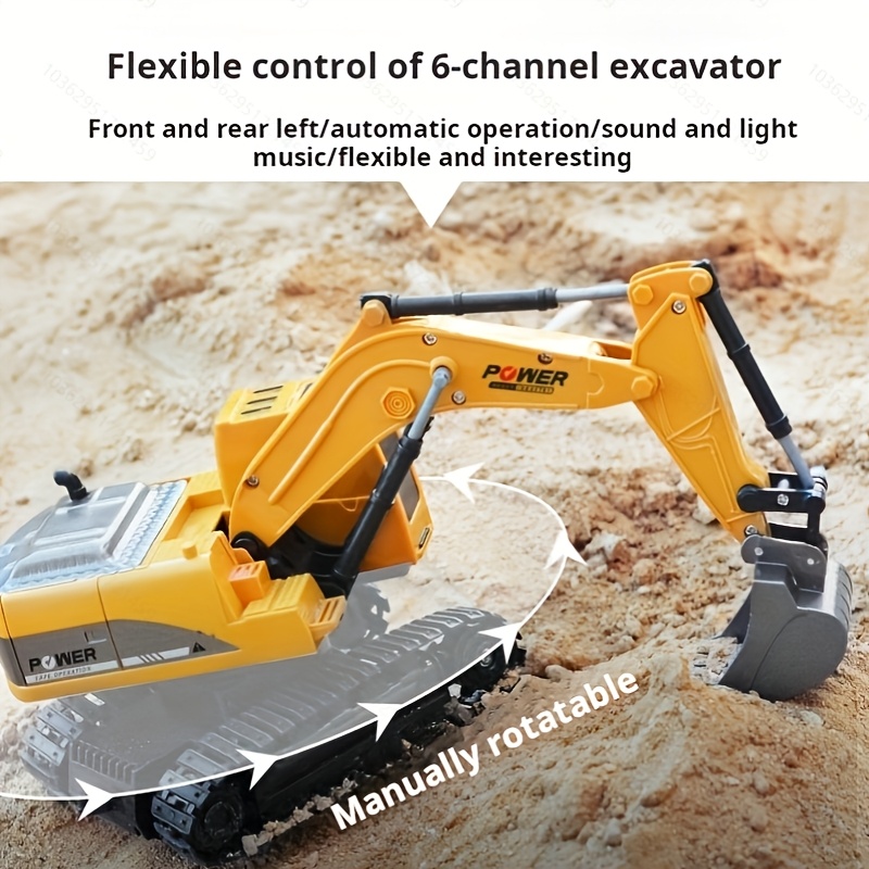 6-Channel Remote Control Excavator, Capable of Digging Sand And Soil, USB Rechargeable, Perfect for Christmas, Halloween, And Birthday Gifts.