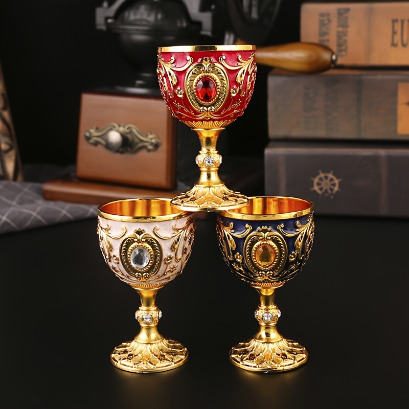 1pc chalice goblet vintage metal wine glass stemmed champagne cup embossed goblet for bar pub club restaurant use home decor room decor summer drinkware accessories details 3