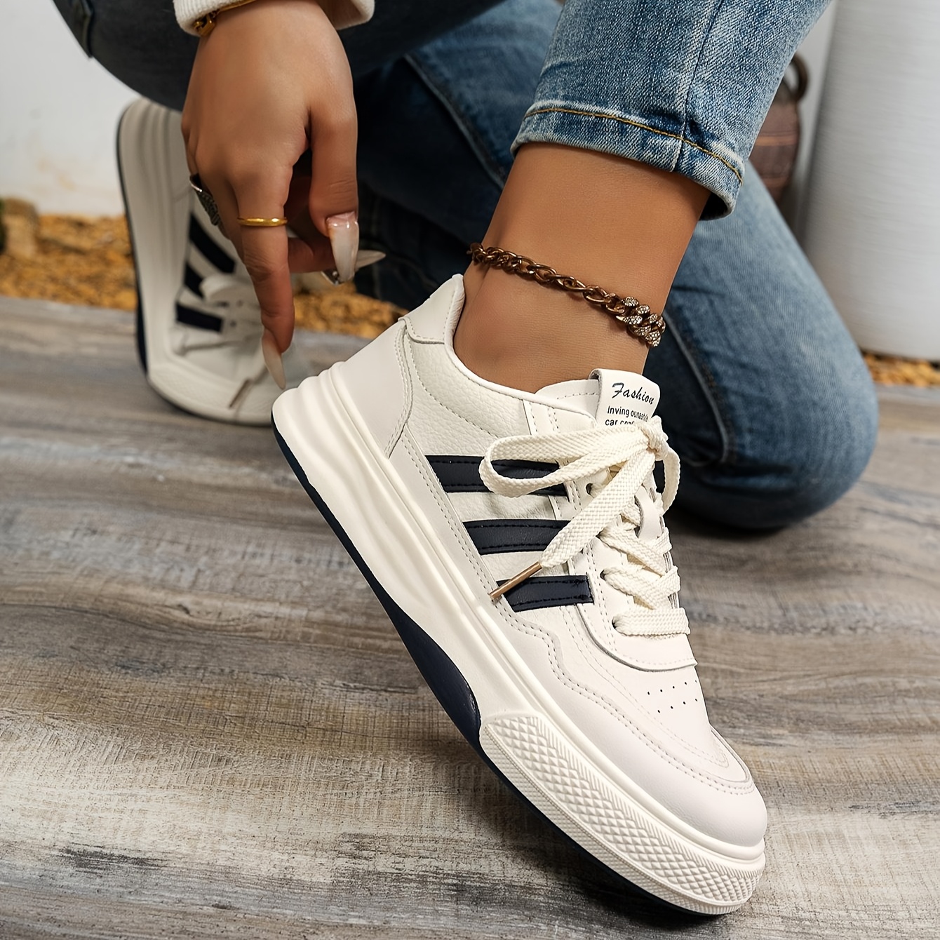 

Stylish Casual Sneakers For All - Comfortable Low-top Lace-up Shoes With Round Toe, Pu Cover Upper And