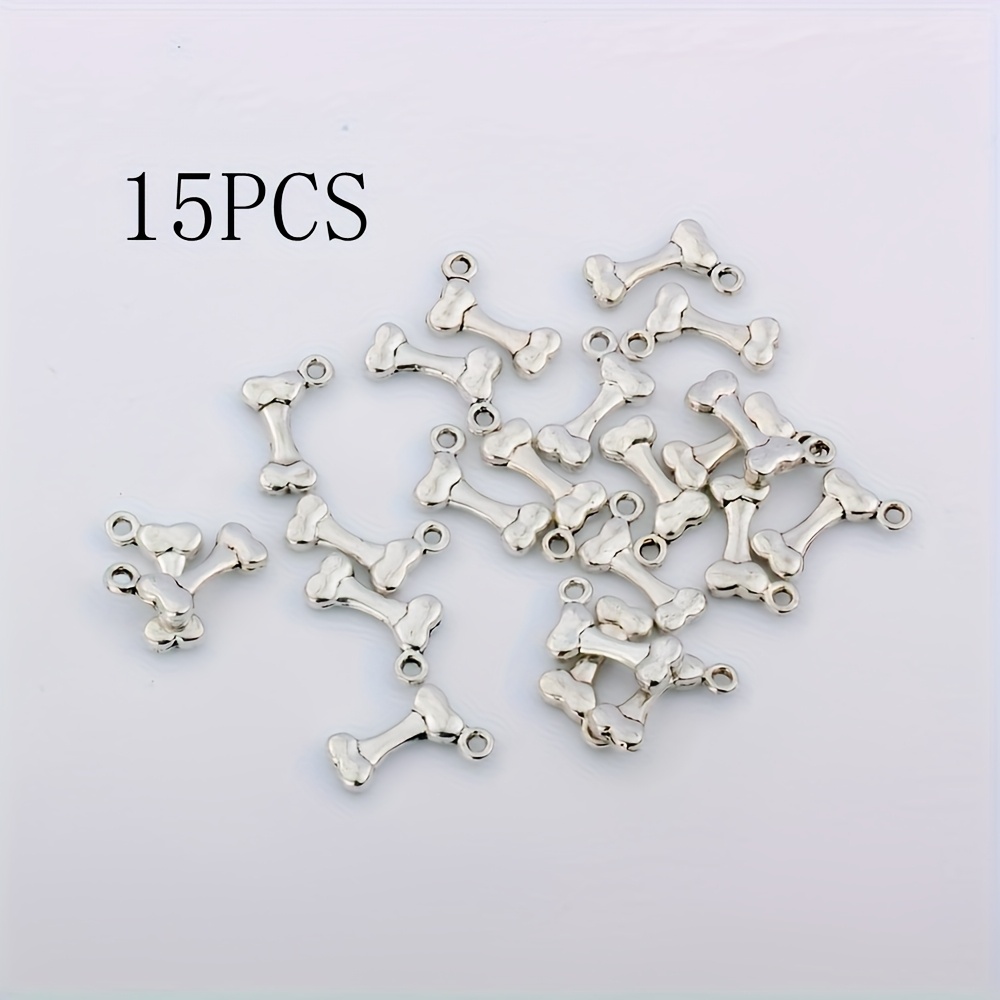 Image of 15pcs Dog Bone Pet Charms - Alloy Pendants For Making, Realistic Doggy Bone Shapes With Hole For Necklace Bracelet Keychain, For For Diy Findings A-635