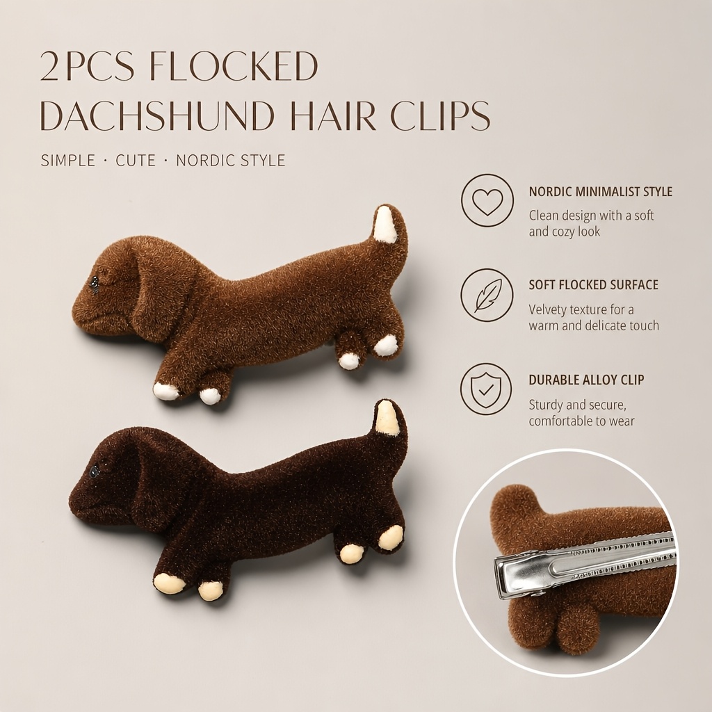 2 Stk. Herbst/Winter Plüsch-Welpen-Saum-Clips, exquisite kleine Haarklammern, Entenschnabel-Clips für Pony abstehende Seitenhaare, Spangen-Haarschmuck
