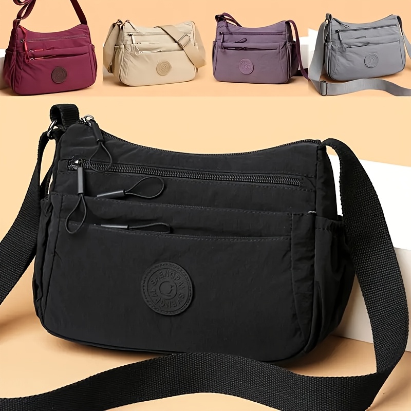 Sac A Main Bandoulière Femme LassZone Sac à Bandoulière En Nylon Pour Femme, Sac à Bandoulière Multi- Poches, Léger Et Décontracté, Gris, Grand Sac En Bandoulière Femme