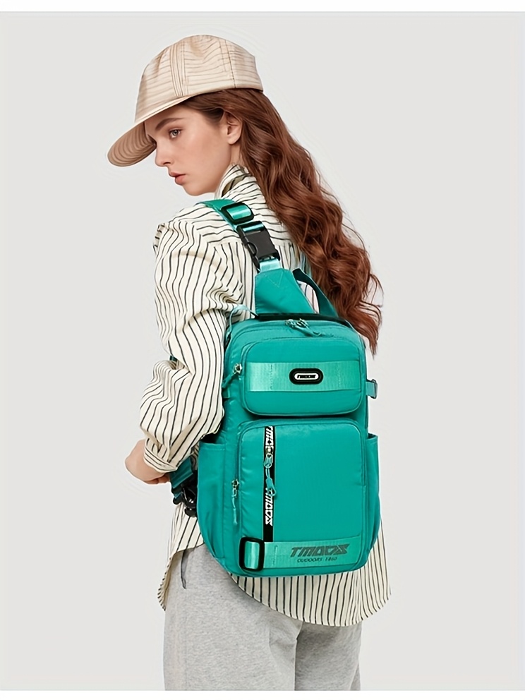 unisex chest backpack large capacity convertible crossbody handheld waist pack with multiple compartments padded shoulder straps waist clip for outdoor hiking gym travel durable casual outdoor bag 18 colors backpack for travel hiking essentials stylish outdoor gear secure zipper closure details 48