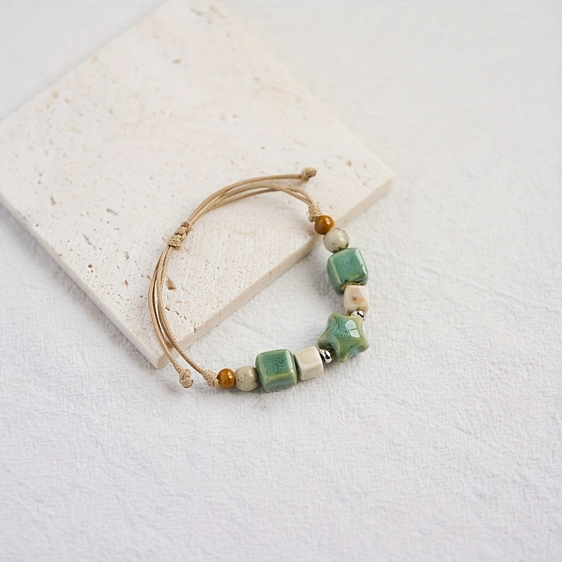 Boho Vintage Style Ceramic Beaded Bracelet Ethnic Wristband