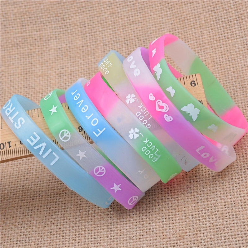 4pcs Glow in Dark Silicone Rings Colorful Party Accessories