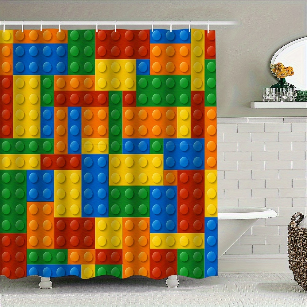 

Laeger And More 1pc Game Brick Print Shower Curtain, Bathroom Divider, Machine Washable, Window Privacy Curtain, "x180cm