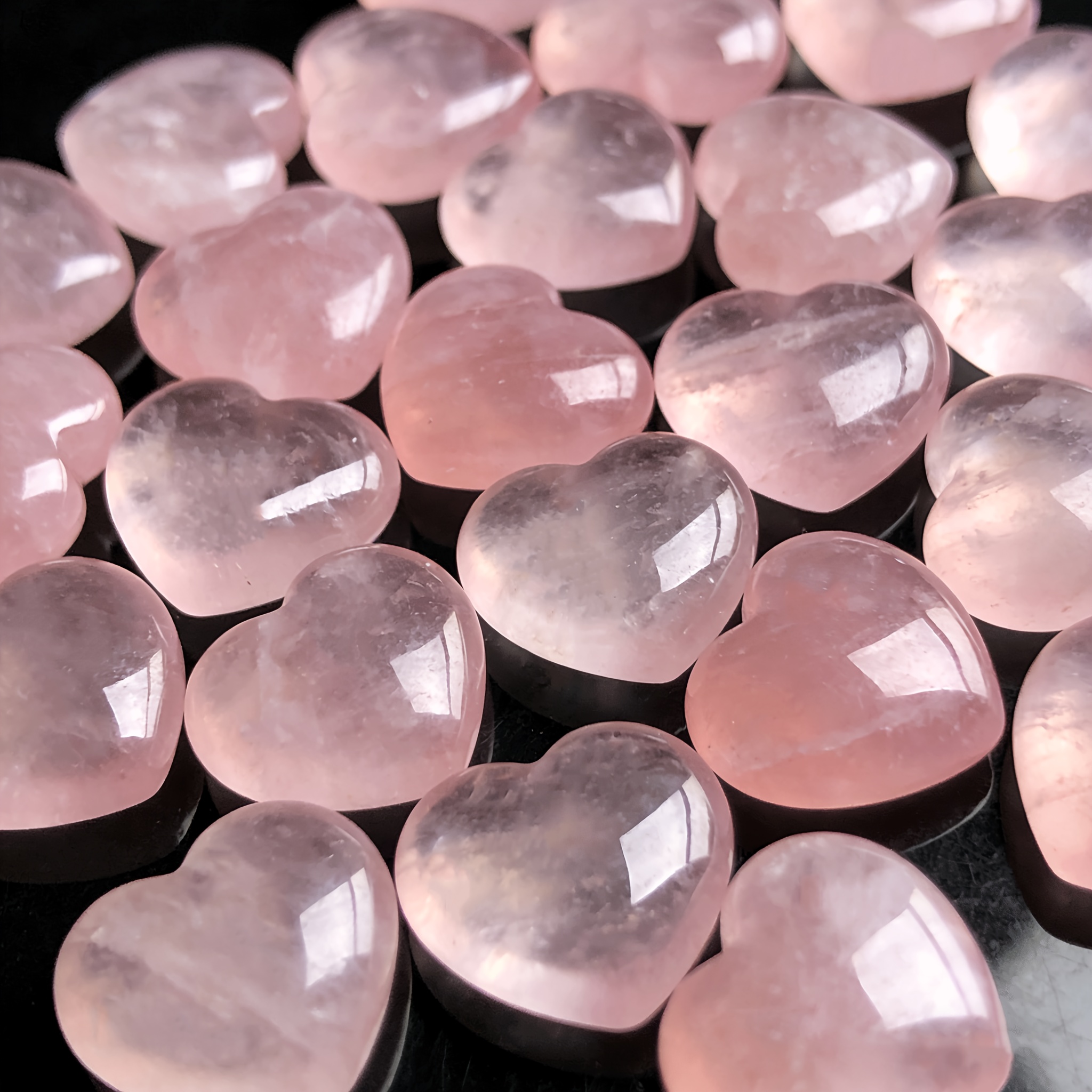 TEMU 12mm Heart Rose Quartz Beads, Jewelry Making Supplies - Bohemian Pink Rose Quartz Heart Charms For Bracelet & Necklace Craft - Quartz Heart