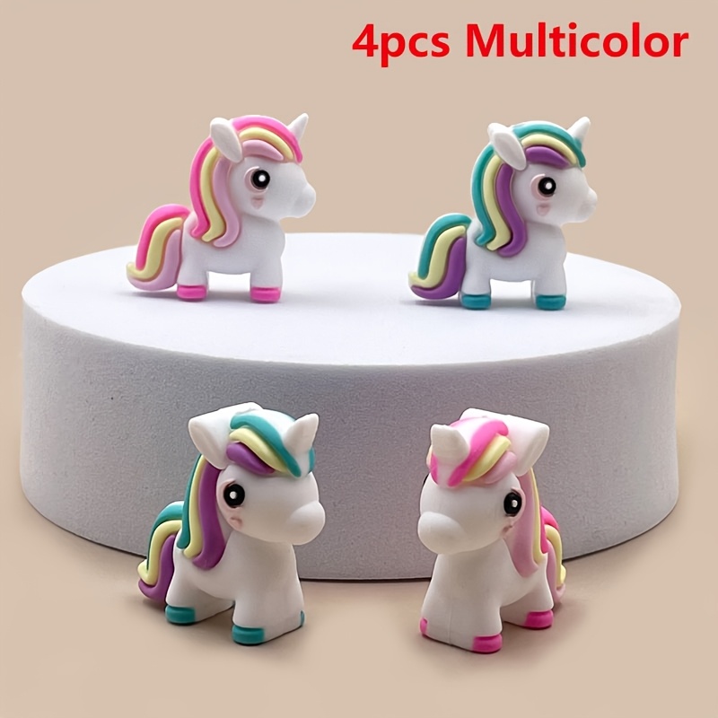 E-shop 4er-Set 3D Silikonperlen, niedliche tierförmige Perlen, bunte Pferdeanhänger für Stifte, Schmuckherstellung und Bastelzubehör, Perlen und