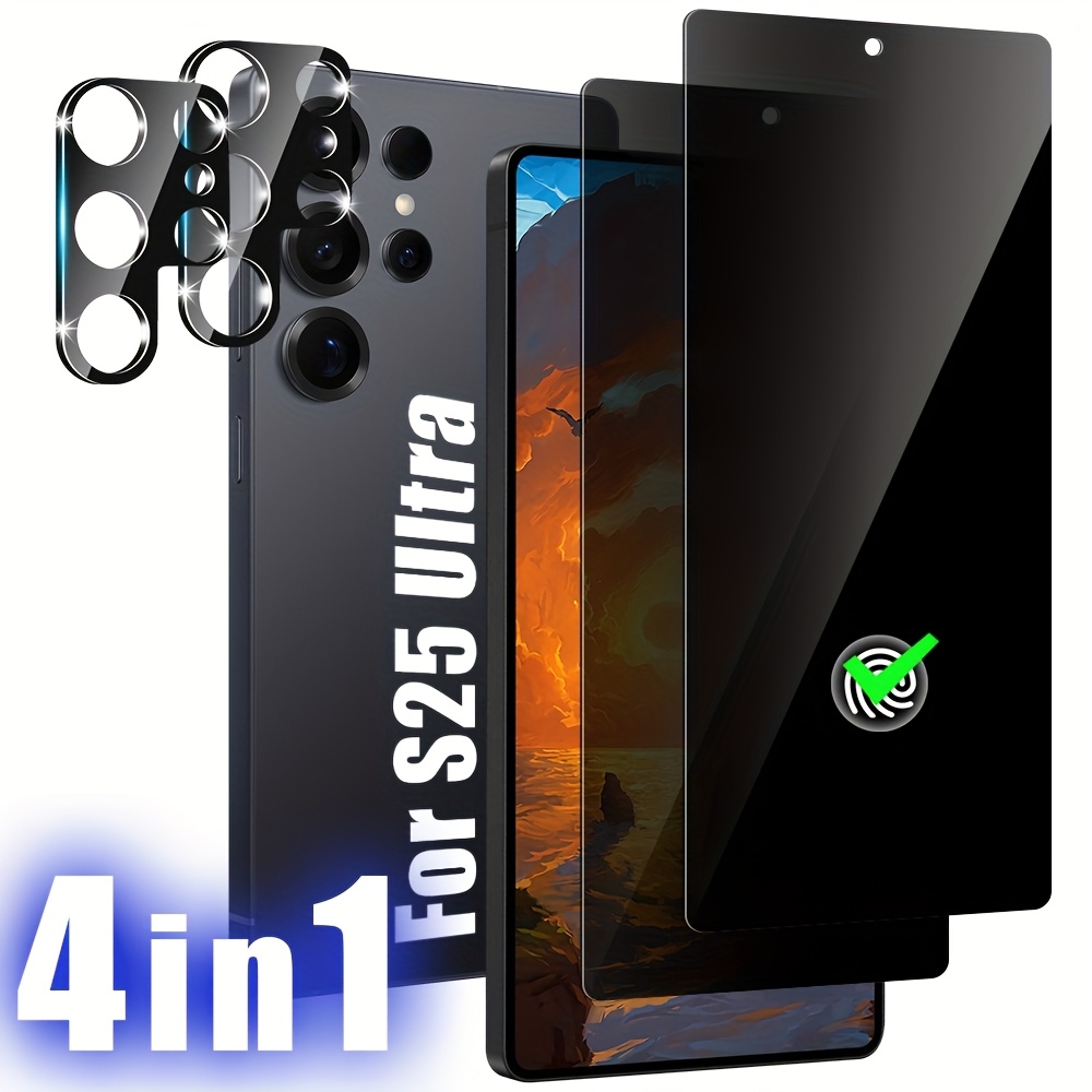 

2+2 Pack] 2pcs For S25 Ultra Privacy Screen Protector With 2pcs Camera Lens Protector [ ] , Full Coverage Tempered Glass For S25 Ultra, Case Friendly