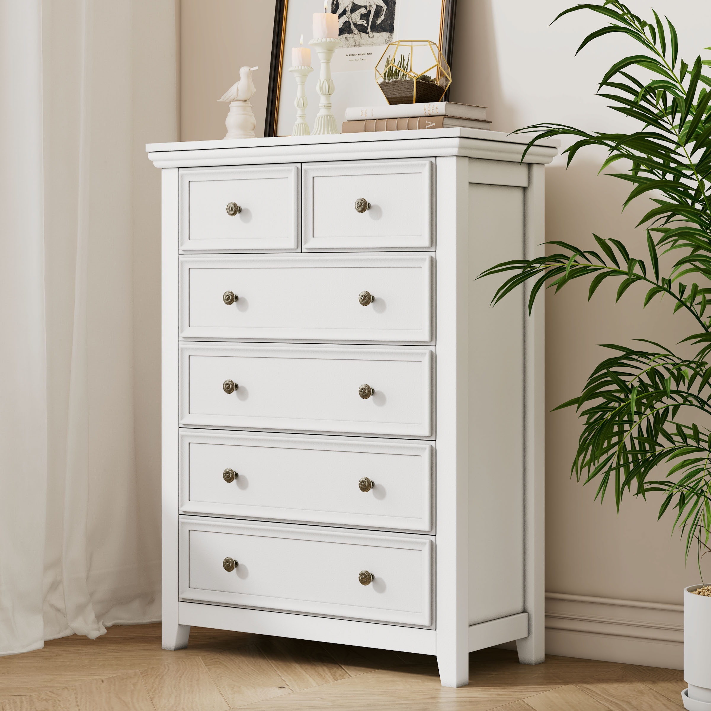 

White Dresser For Bedroom, 6-drawer Dreeser, 6 Chest Of Drawers Dresser, Tall Nightstand Modern Chest Dresser For Bedroom, Living Room, Closet, Hallway