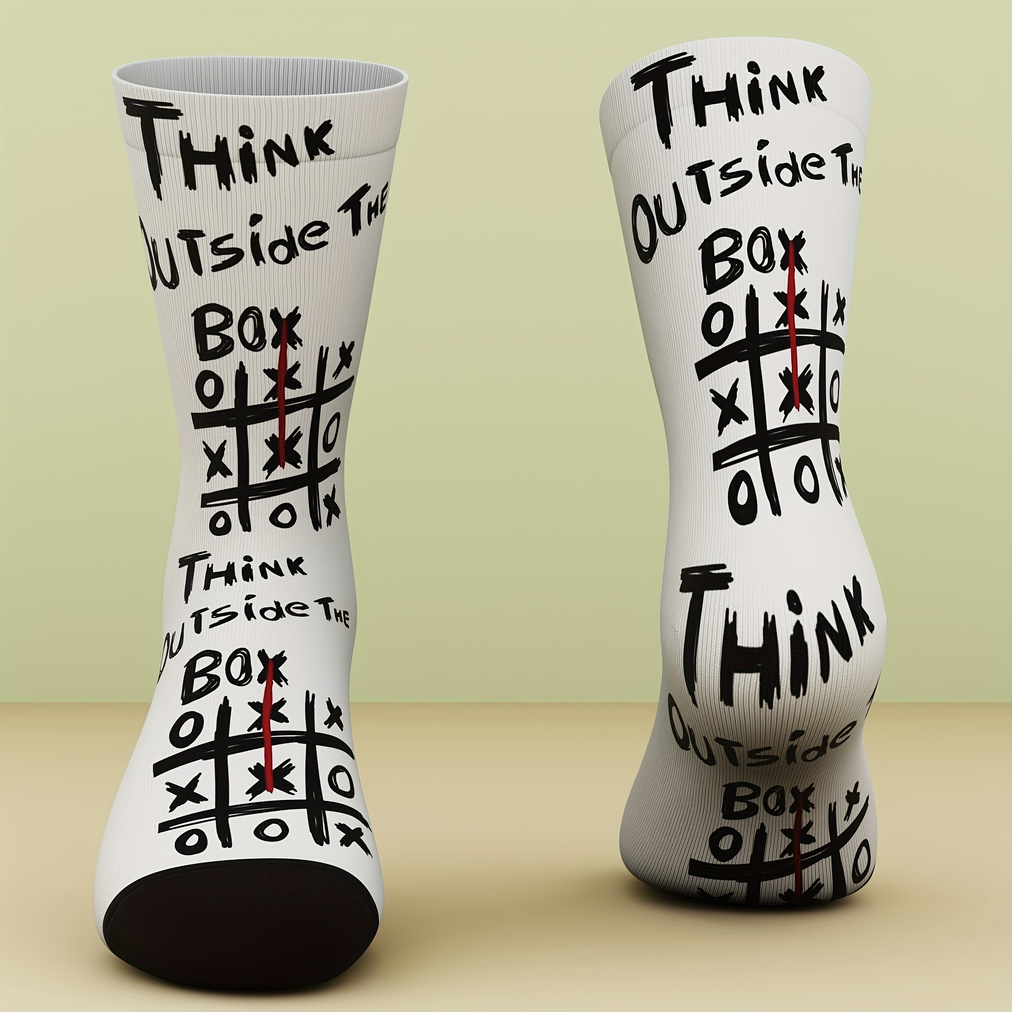 TEMU A Pair Of Unisex Socks With Creative Text Graphics, Fashionable And Comfortable, Suitable For Outdoor Sports, Featuring 3d Digital Printing , A