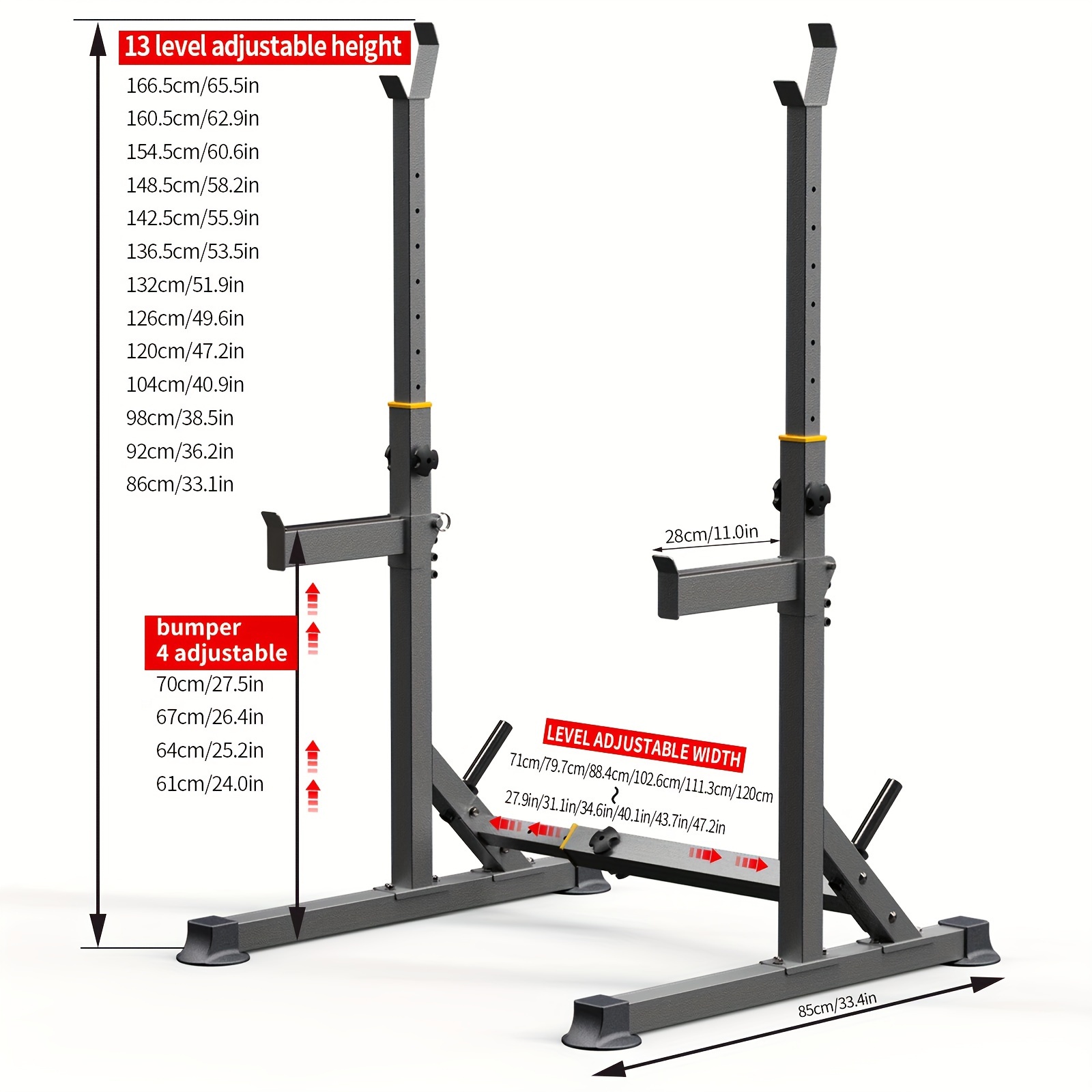 TEMU 1pc Squat Rack Stand, Barbell Rack, Equipment, Suitable For Home Gym Strength Training, 500lbs Bearing