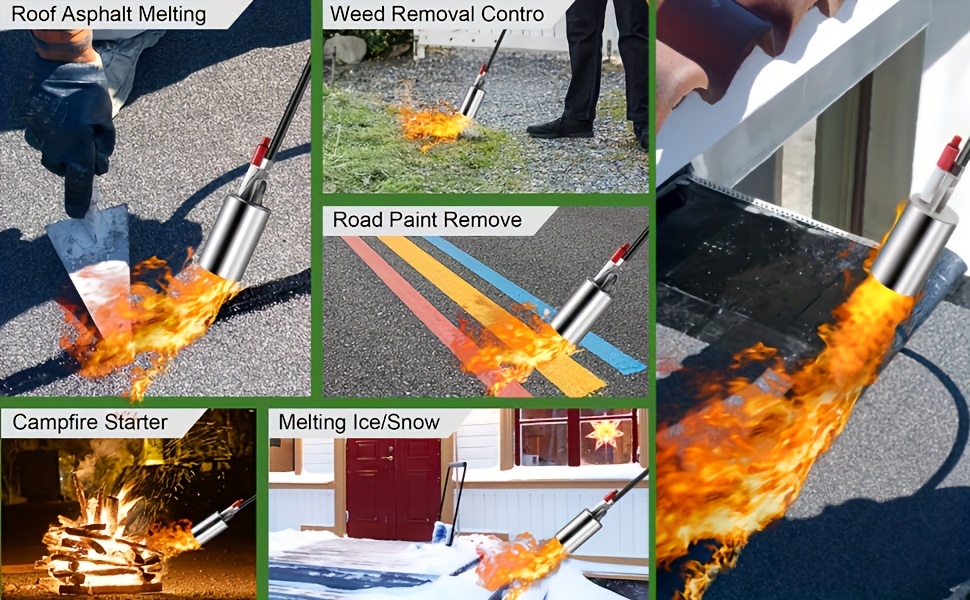 10ft Propane Weed Torch Kit, High-Output Professional Flamethrower for Weeding Roofing Ice Snow, Heavy Duty Blow Torch with Self Igniter And Long Hose, Perfect Father's Day Gift
