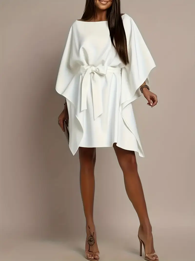 womens elegant strapless batwing dress belt knee length a - Temu Qatar womens elegant strapless batwing dress belt knee length a - Temu Qatar