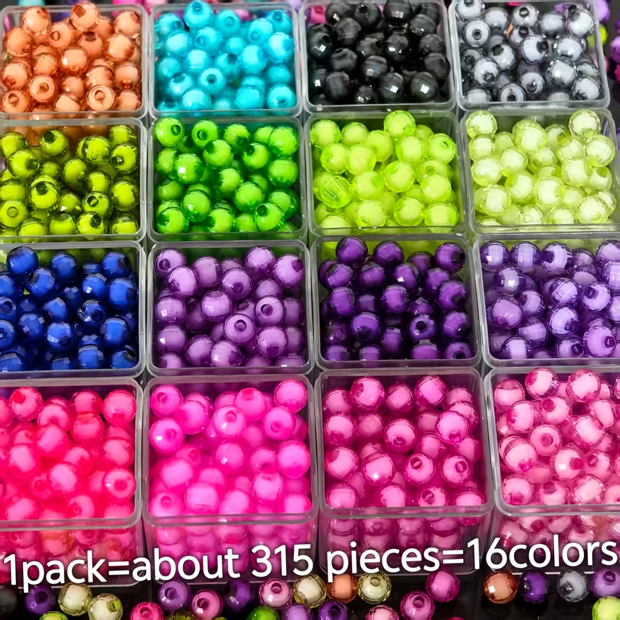 TEMU 315pcs 8Mm de Perles de - Les Perles en Perles Adaptées aux Matériaux de Bijoux Faits Main, à la Fabrication de , de Boucles d'Oreilles et de