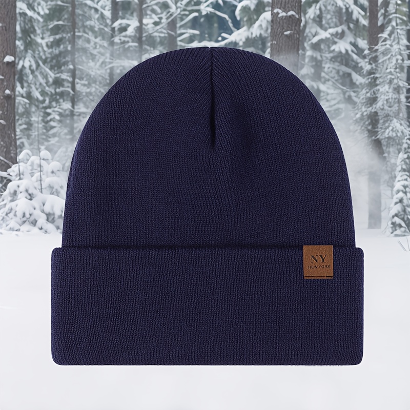 TEMU Cappello Beanie Lavorato a Maglia con Lettere NY, Cappello Unisex Pullover per il Calore /Inverno, Senza Tesa per Esterno per Ciclismo e Sci,