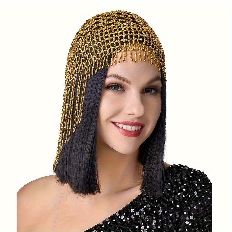 

Acrylic Beaded Cap Headpiece, Retro Flapper Head Accessory, Belly Dance Exotic Headpiece Cosplay Party Photography, Gifts For Her