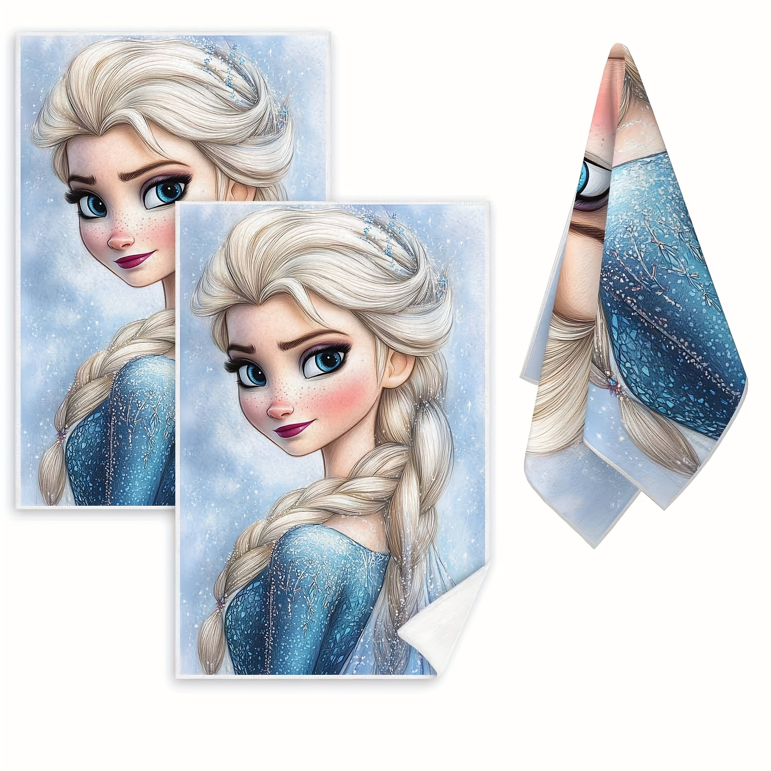 

2-pack Contemporary Princess-themed Hand Towels - Super Soft Polyester, Quick-dry, Absorbent Kitchen & Bathroom Dish Cloths, Knit Fabric Towel Set, Machine Washable, Ideal For Holiday Decor