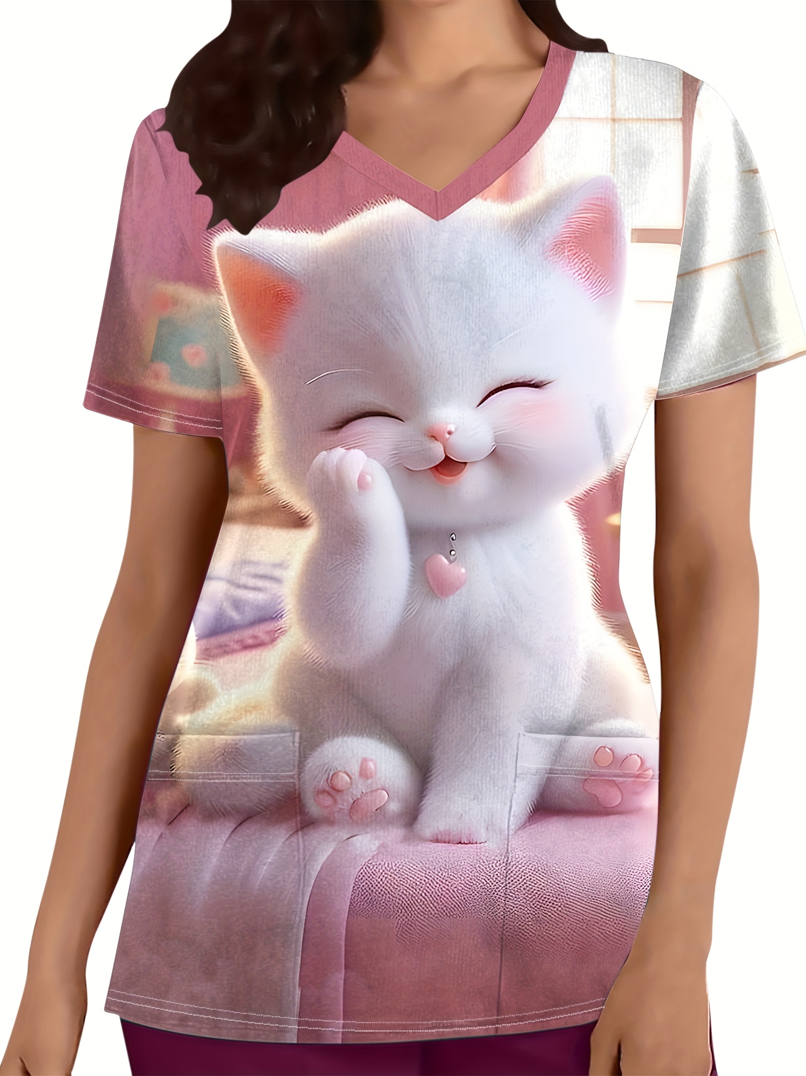 Cute Cartoon Cat Pink Scrub Caps Adjustable Working Cap Surgical 並行輸入品 Cute Cartoon Cat Pink Scarf Background Stock Photos - Free