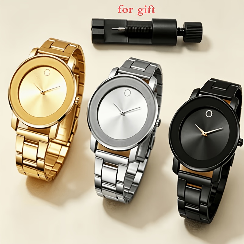 TEMU 3pcs Men's Watch Set, Simple Dial Quartz Watch, Alloy Strap Men's Wristwatch, And Comes With A Free Strap Adjustment Tool.