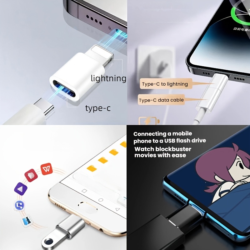 8 adaptadores usb a tipo-c | convertidores lightning a tipo-c, adaptadores tipo-c a usb para laptops,  , smartphones, auriculares, micrófonos - marca   Detalles del producto 2