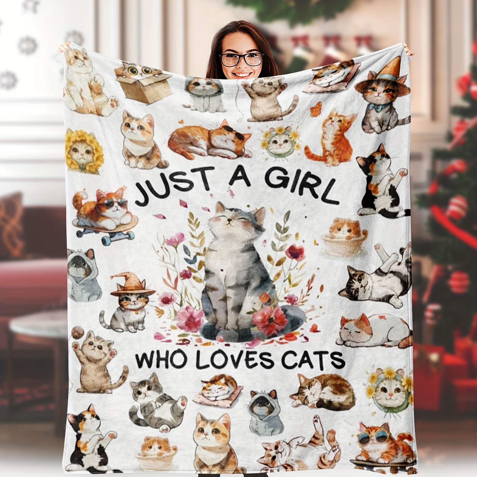 

Cat Blanket Super Soft Flannel Throw Blanket Who Cat Blankets Cat Gifts For Cat Lovers Cozy Lightweight Blankets 50"x 60", Soft Flannel Blanket