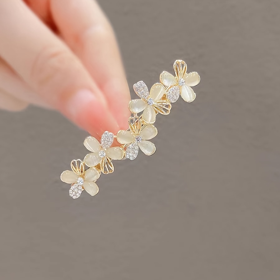 

1pc Elegant Sparkling Rhinestone Flower Decorative Hair Clip Trendy Hair Grab Clip For Women And Daily Use Wear