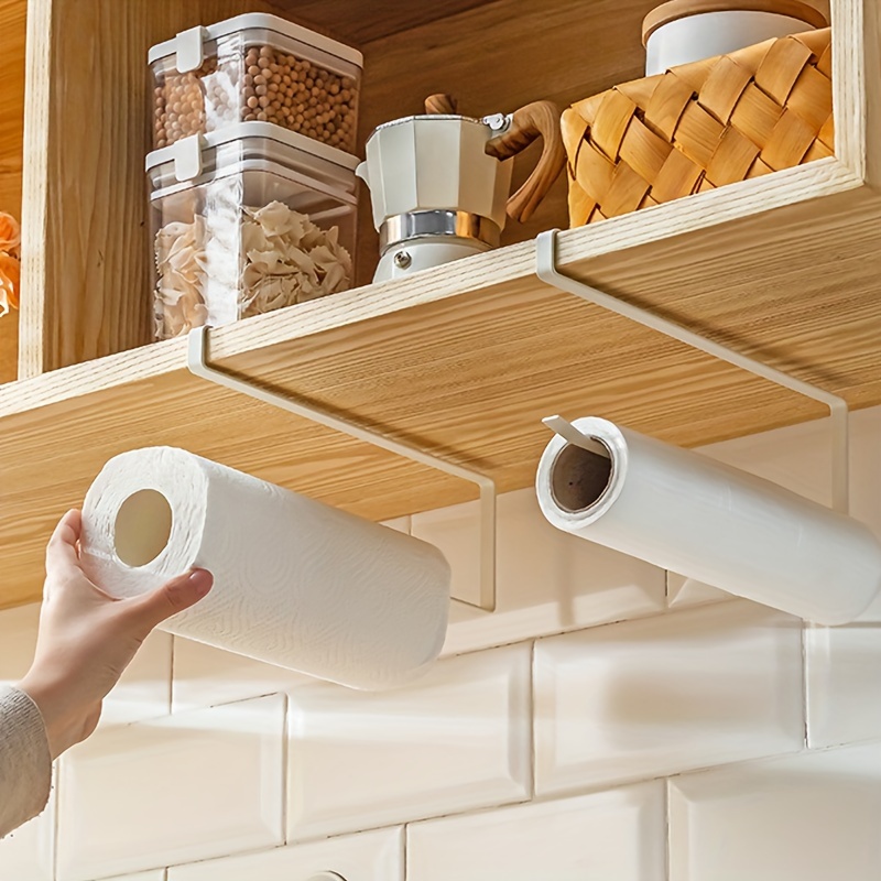 

Space-saving Kitchen Organizer - Wall-mounted Iron Paper Towel & Cling Film Holder, Cabinets