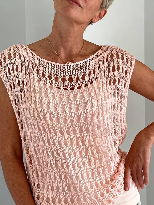 Artikelbild sommerliches hohles ärmelloses top für damen, locker atmungsaktiv als überwurf