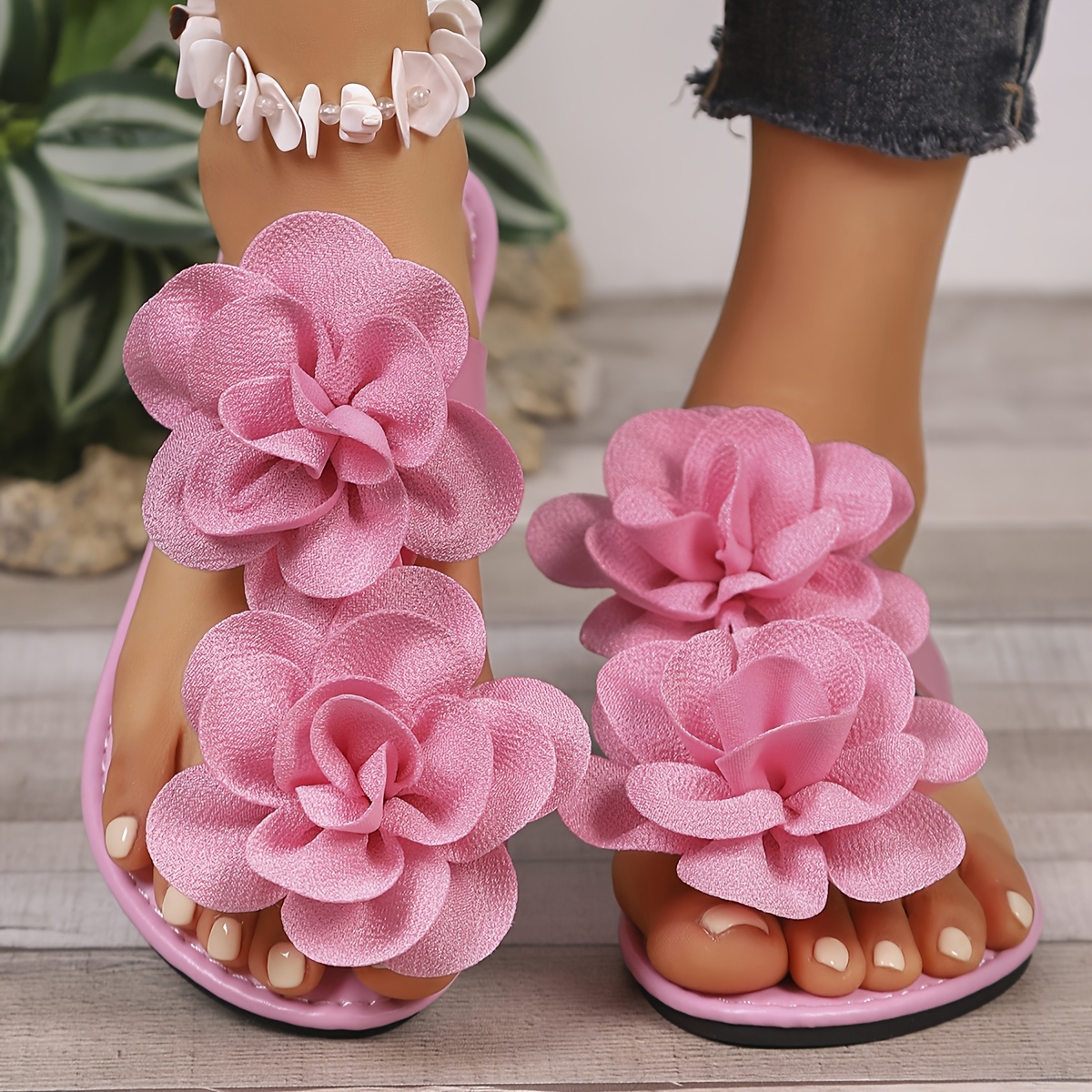 flower sandals sold on Temu Canada