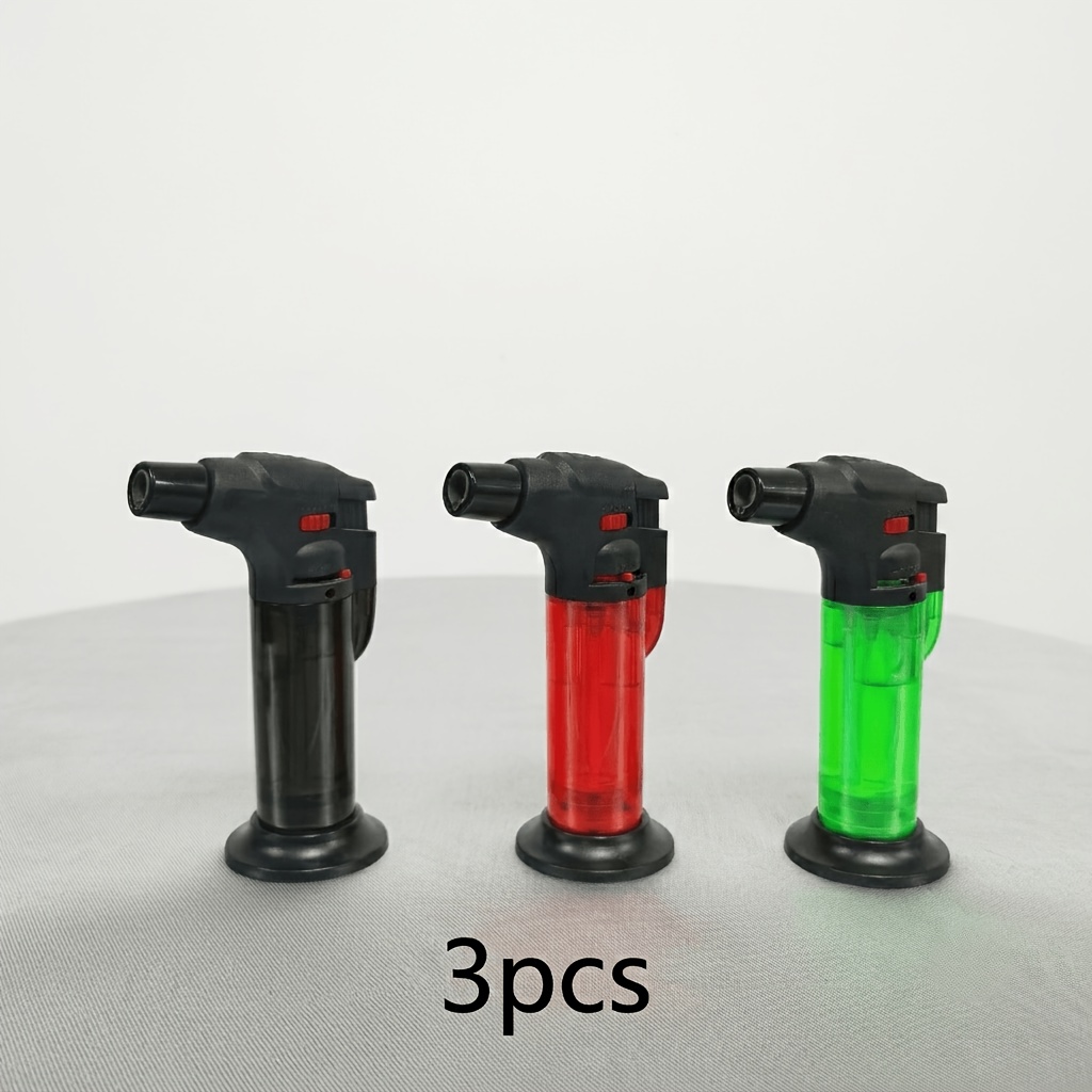 TEMU 3pcs Windproof Jet Flame Lighter Refillable High-temperature Mini Welding Torch