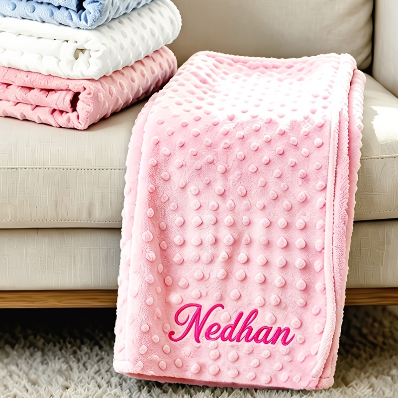 TEMU Name Embroidery Personalized Custom Blanket, Nap Blanket, Air Conditioning Blanket, Summer Sofa Blanket, Suitable For Autumn Summer Nap Blanket,