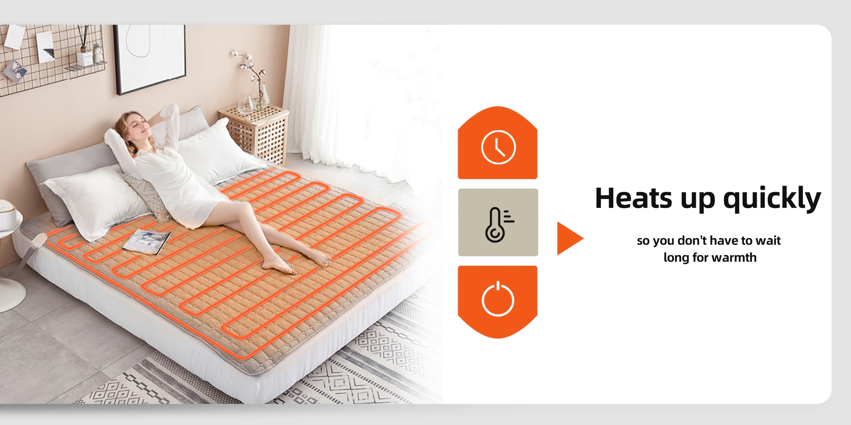 1pc electric heating blanket fast heating       protection ultra   operation soft light beige friendly heating pad   plug 110v ideal for   nights bedroom living room office modern   heating mattress pad bedroom     accessory Product details 2