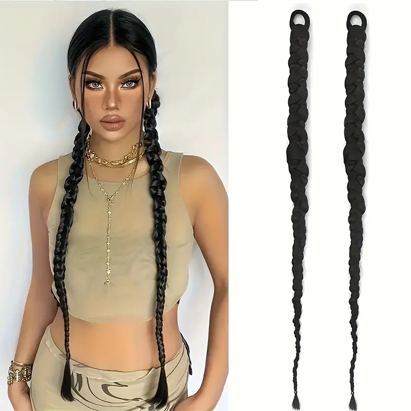 TEMU Two-pack Twist Braids: Summer Styles, Instantly Create 2 Long Twisted Buns To Short-haired Women's Desire For Looks