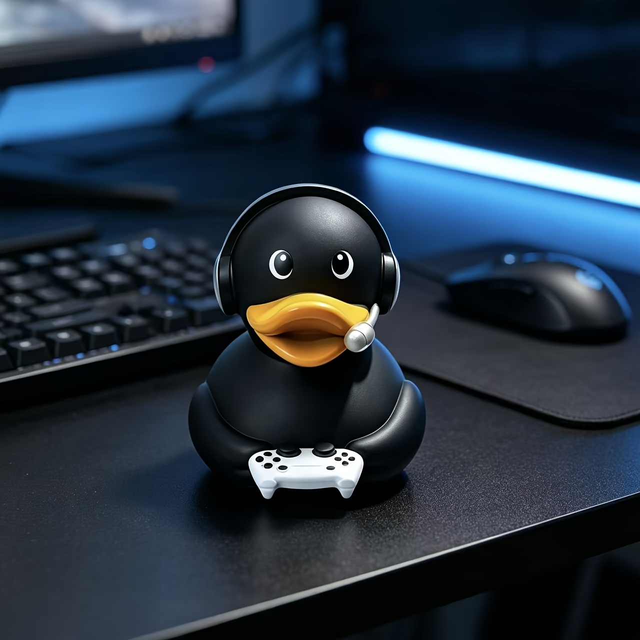 TEMU 1pc Gaming Black Duck Decorative Ornament, Large Model, Suitable For Desktop Decoration, Car Decoration, Collectible For Gaming Enthusiasts,
